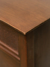 Load image into Gallery viewer, Rattan front Walnut Highboy Dresser 5 drawer
