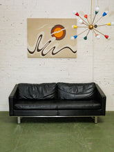 Load image into Gallery viewer, Leather Vintage Sofa with Chrome Legs
