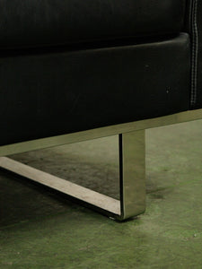 Leather Vintage Sofa with Chrome Legs