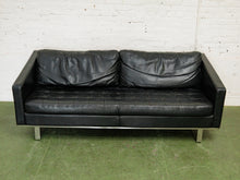 Load image into Gallery viewer, Leather Vintage Sofa with Chrome Legs
