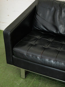 Leather Vintage Sofa with Chrome Legs