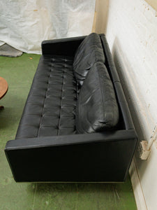 Leather Vintage Sofa with Chrome Legs