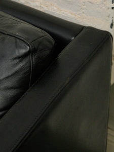 Leather Vintage Sofa with Chrome Legs