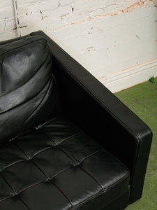Leather Vintage Sofa with Chrome Legs
