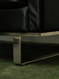 Leather Vintage Sofa with Chrome Legs