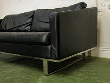 Load image into Gallery viewer, Leather Vintage Sofa with Chrome Legs
