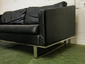 Leather Vintage Sofa with Chrome Legs