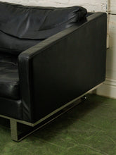 Load image into Gallery viewer, Leather Vintage Sofa with Chrome Legs
