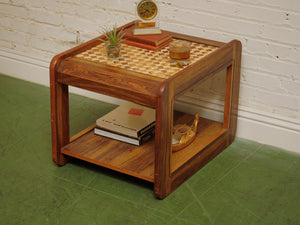 Basketweave Vintage 2 tier Side Table