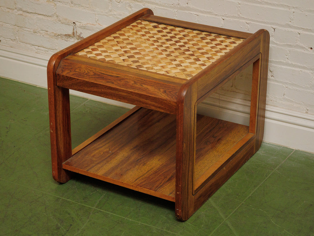 Basketweave Vintage 2 tier Side Table