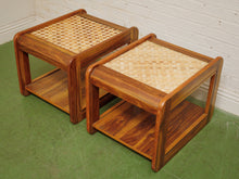 Load image into Gallery viewer, Basketweave Vintage 2 tier Side Table

