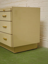 Load image into Gallery viewer, Post Modern Cream And Gold Lowboy Chest
