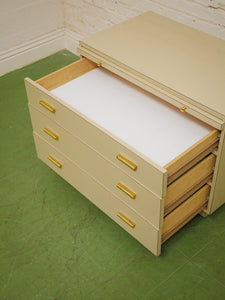 Post Modern Cream And Gold Lowboy Chest