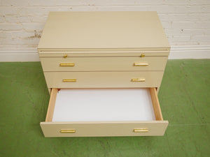 Post Modern Cream And Gold Lowboy Chest