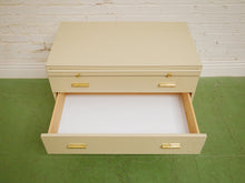 Load image into Gallery viewer, Post Modern Cream And Gold Lowboy Chest
