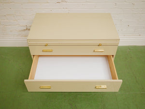 Post Modern Cream And Gold Lowboy Chest