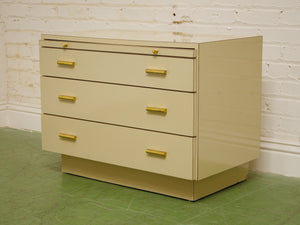 Post Modern Cream And Gold Lowboy Chest