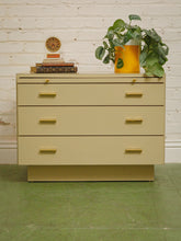 Load image into Gallery viewer, Post Modern Cream And Gold Lowboy Chest
