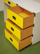 Load image into Gallery viewer, Yellow and white vintage mid-century campaign Desk
