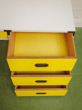 Load image into Gallery viewer, Yellow and white vintage mid-century campaign Desk
