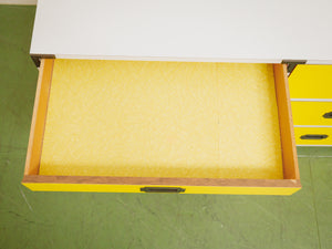 Yellow and white vintage mid-century campaign Desk