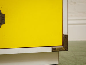 Yellow and white vintage mid-century campaign Desk