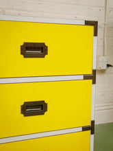 Load image into Gallery viewer, Yellow and white vintage mid-century campaign Desk
