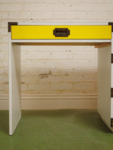 Load image into Gallery viewer, Yellow and white vintage mid-century campaign Desk
