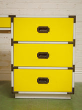 Load image into Gallery viewer, Yellow and white vintage mid-century campaign Desk
