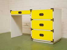Load image into Gallery viewer, Yellow and white vintage mid-century campaign Desk

