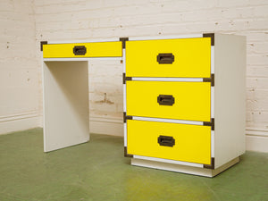Yellow and white vintage mid-century campaign Desk