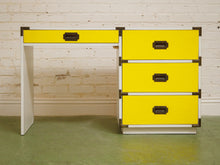 Load image into Gallery viewer, Yellow and white vintage mid-century campaign Desk
