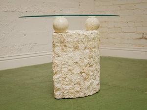 Postmodern Tessellated Mactan Stone Half Moon Coffee Table by Magnussen Ponte 1980’s