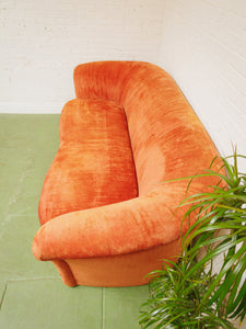 Orange Flared Out Velvet Sofa