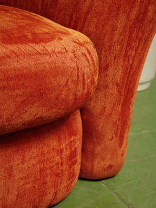 Orange Flared Out Velvet Sofa