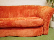 Load image into Gallery viewer, Orange Flared Out Velvet Sofa

