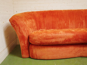 Orange Flared Out Velvet Sofa