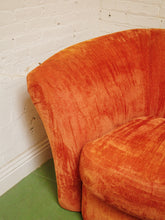 Load image into Gallery viewer, Orange Flared Out Velvet Sofa
