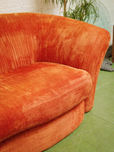 Load image into Gallery viewer, Orange Flared Out Velvet Sofa
