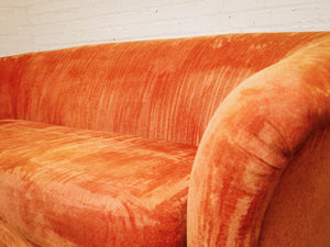 Orange Flared Out Velvet Sofa
