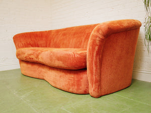 Orange Flared Out Velvet Sofa