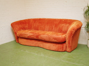Orange Flared Out Velvet Sofa