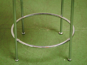 Pair of green checker counter stools in chrome