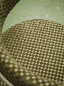 Pair of green checker counter stools in chrome