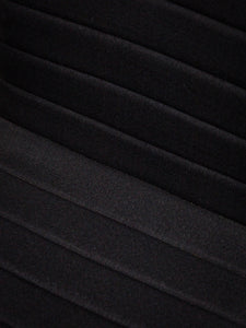 Armless Ribbed Swivel Office Chair in Black Upholstery