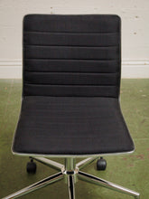 Load image into Gallery viewer, Armless Ribbed Swivel Office Chair in Black Upholstery
