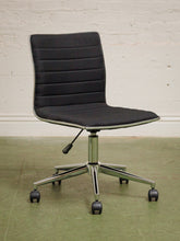 Load image into Gallery viewer, Armless Ribbed Swivel Office Chair in Black Upholstery
