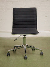 Load image into Gallery viewer, Armless Ribbed Swivel Office Chair in Black Upholstery
