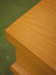 Pair of vintage mid-century nightstands with open cabinet doors