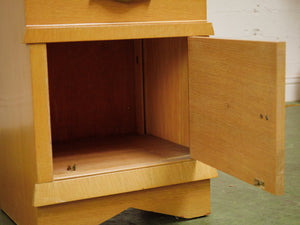 Pair of vintage mid-century nightstands with open cabinet doors